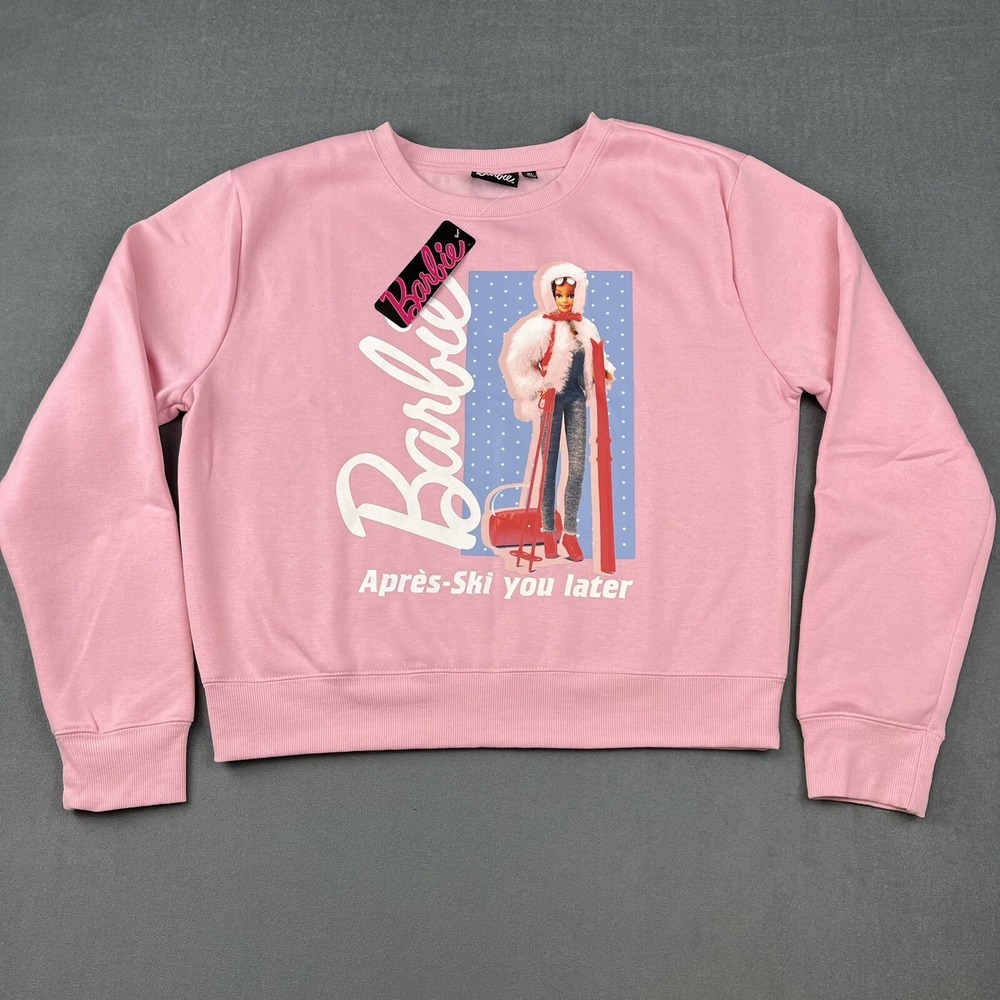 Barbie Sweatshirt Womens XL Pink Graphic Après-Ski You Later Barbiecore NWT